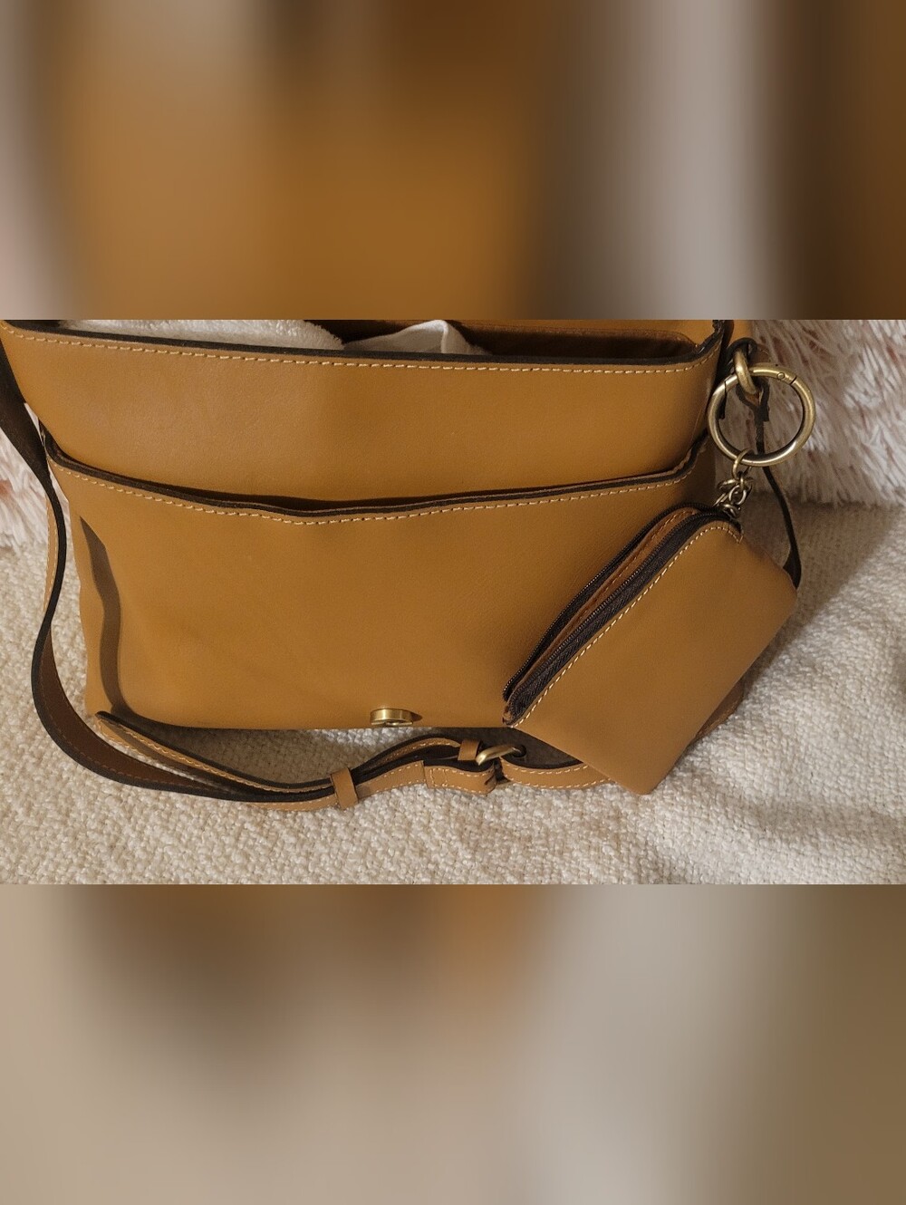 Patricia Nash Caramel Tan Leather Crossbody w Coin Pouch NWOT & Dustbag - Picture 5 of 13